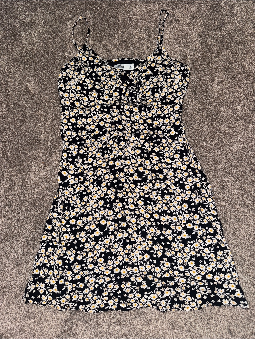 Black Daisy Print Spaghetti Strap Dress - hollister